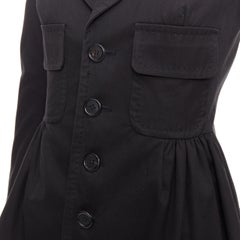 DSQUARED2 cappotto svasato in cotone nero con bottoni in corno cuciti a mano IT38 XS