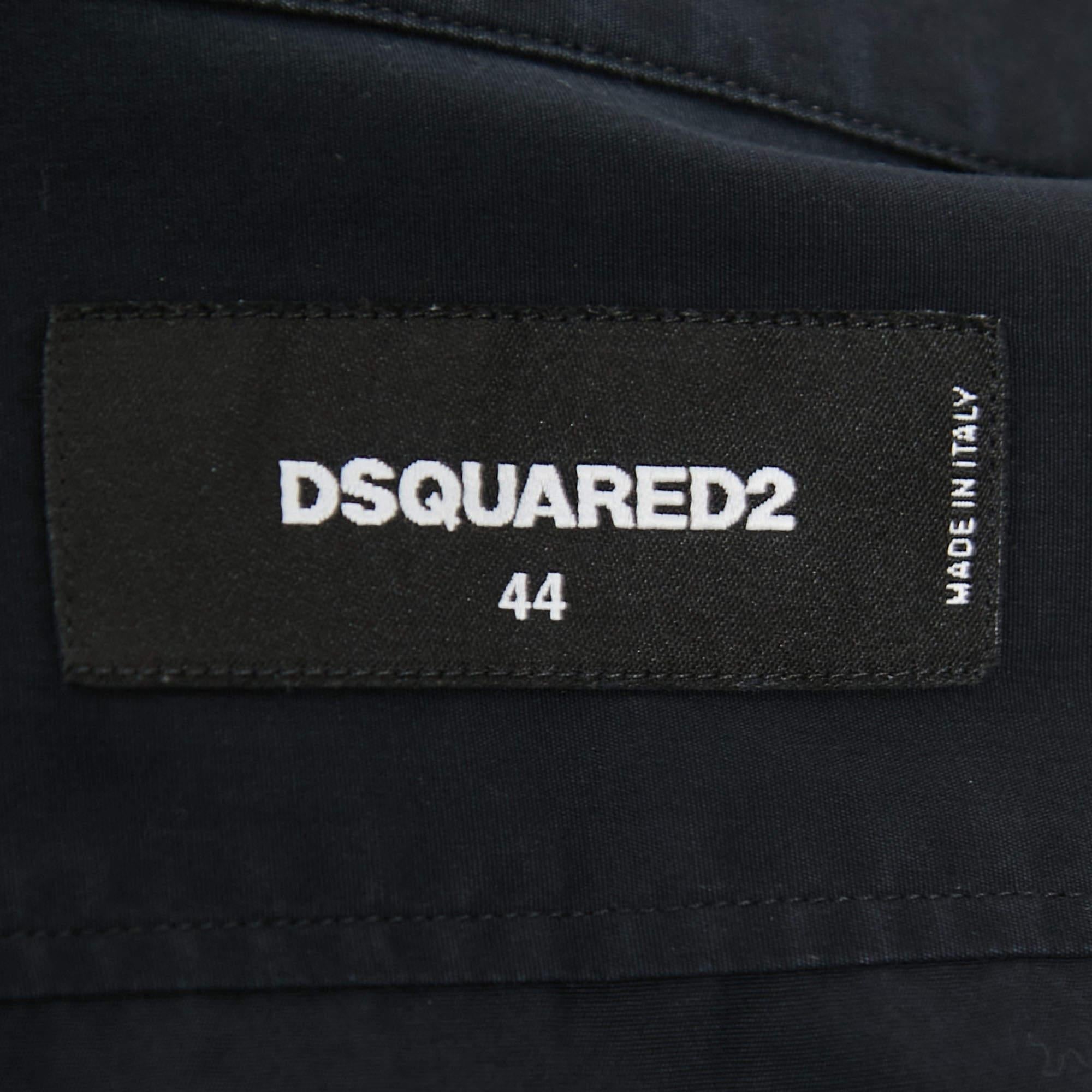 Men's Dsquared2 Black Cotton Pocket Detailed Button Front Shirt XS For Sale
