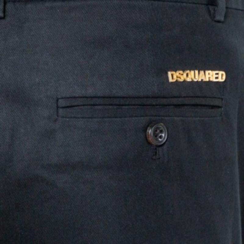 Dsquared2 Black Cotton Tapered Trousers M For Sale 3