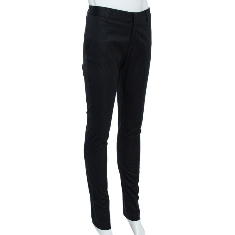 Dsquared2 Black Cotton Twill Tapered Trousers M In Good Condition For Sale In Dubai, Al Qouz 2