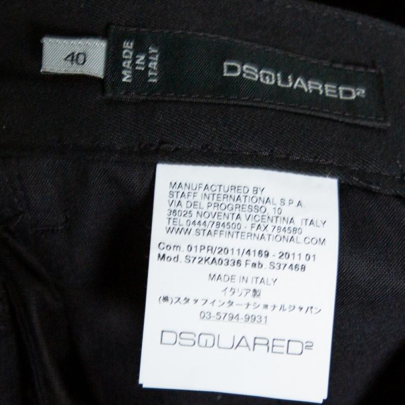 Women's Dsquared2 Black Cotton Twill Tapered Trousers M For Sale