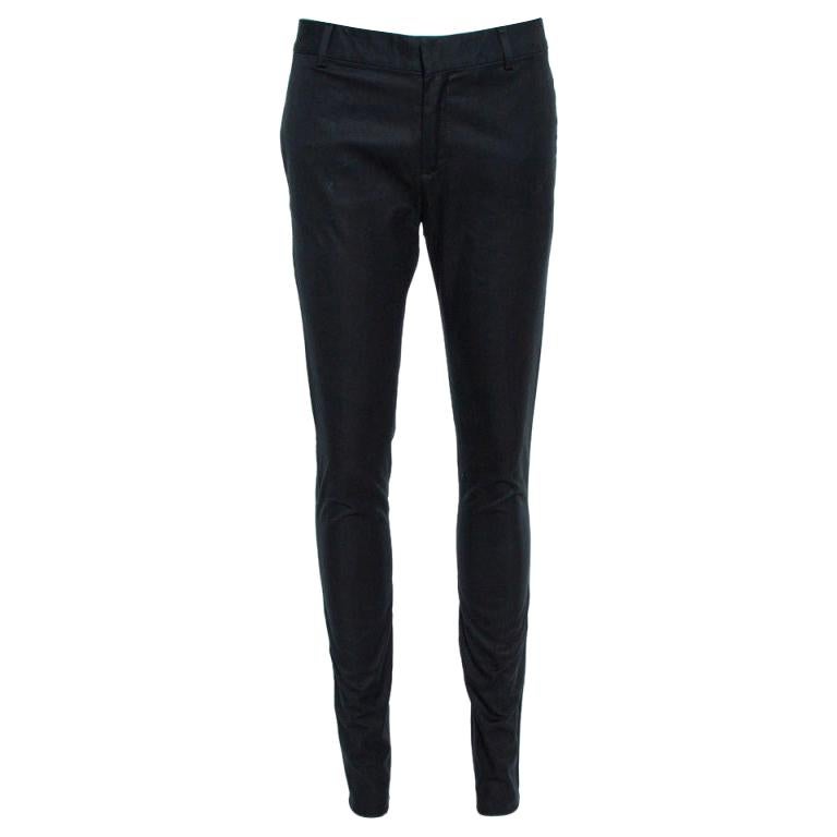Dsquared2 Black Cotton Twill Tapered Trousers M For Sale
