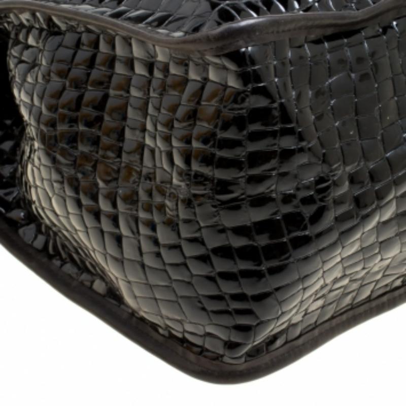 Dsquared2 - Tote in pelle verniciata nera goffrata a coccodrillo in vendita 6