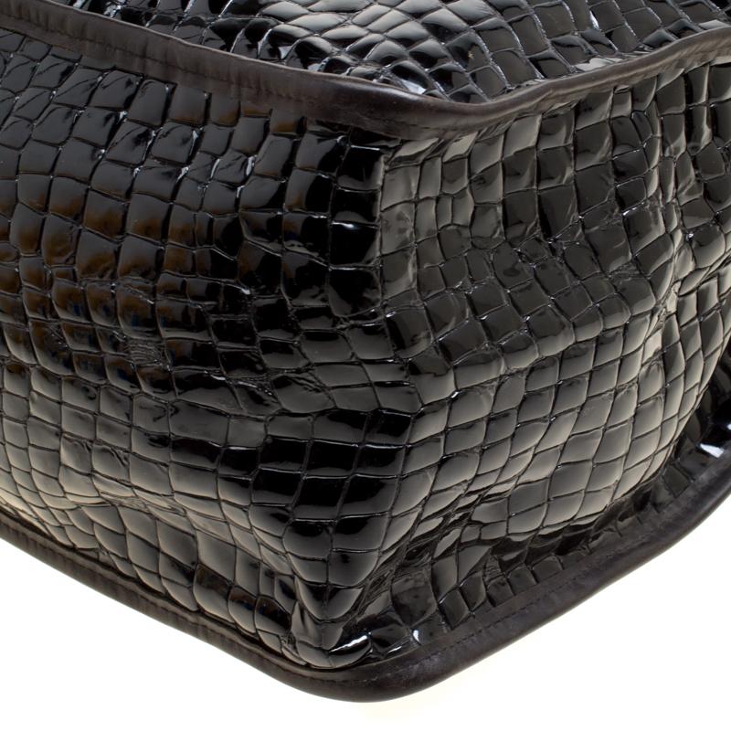 Dsquared2 Black Croc Embossed Patent Leather Tote 4