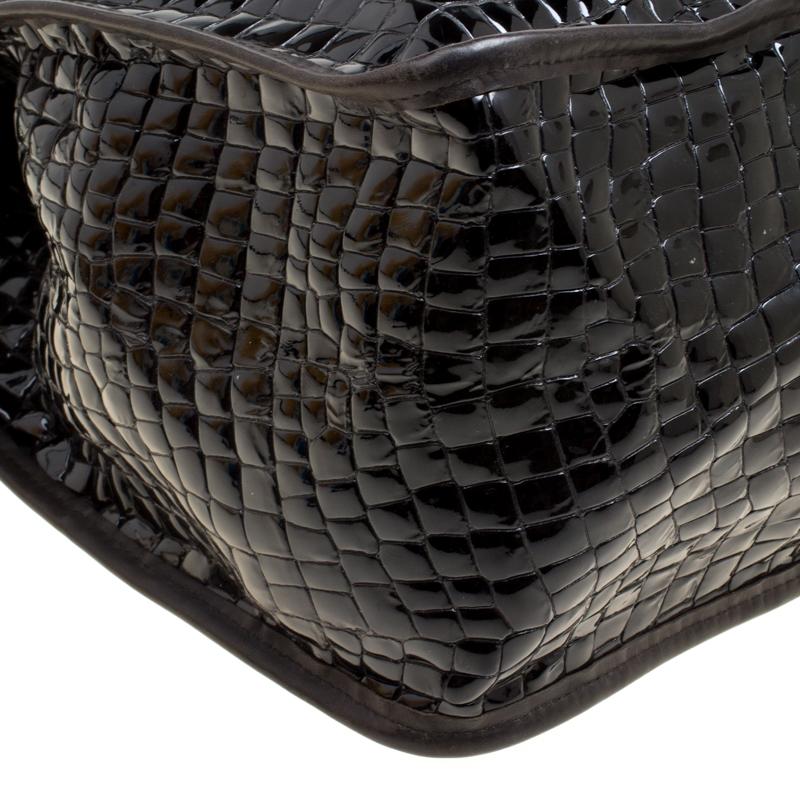 Dsquared2 Black Croc Embossed Patent Leather Tote 5