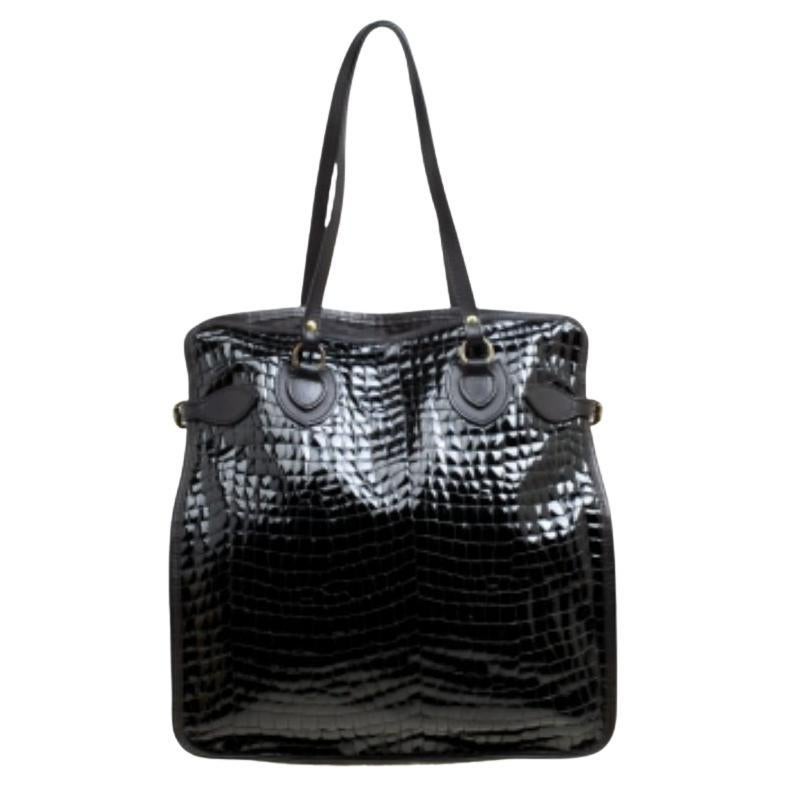 Dsquared2 - Tote in pelle verniciata nera goffrata a coccodrillo in vendita
