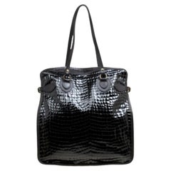 Used Dsquared2 Black Croc Embossed Patent Leather Tote
