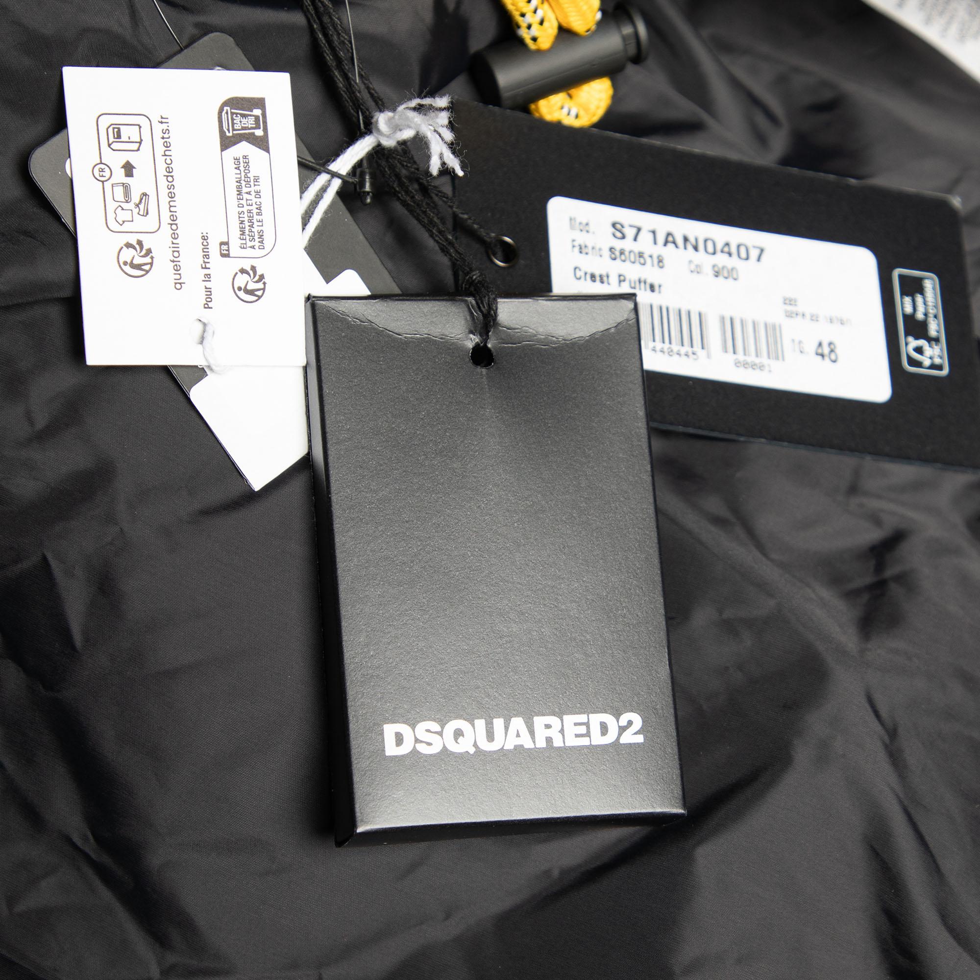 Dsquared2 Black Down Hooded Crest Jacket M In Excellent Condition In Dubai, Al Qouz 2