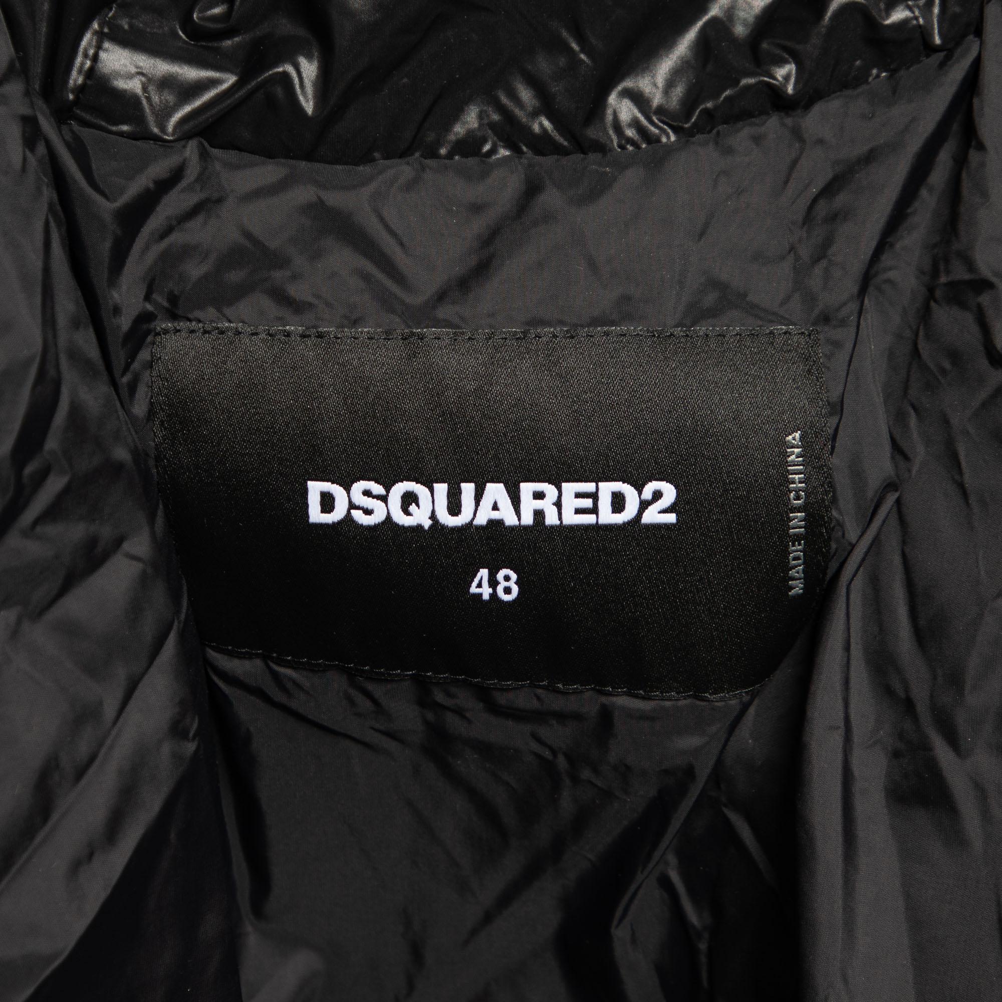 Dsquared2 Black Down Hooded Crest Jacket M 1