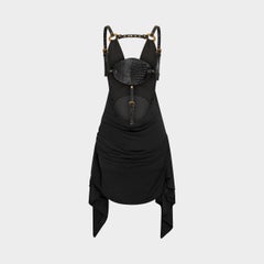 Dsquared² Vestito nero drappeggiato con HAR in pelle borchiata, A/I 2007