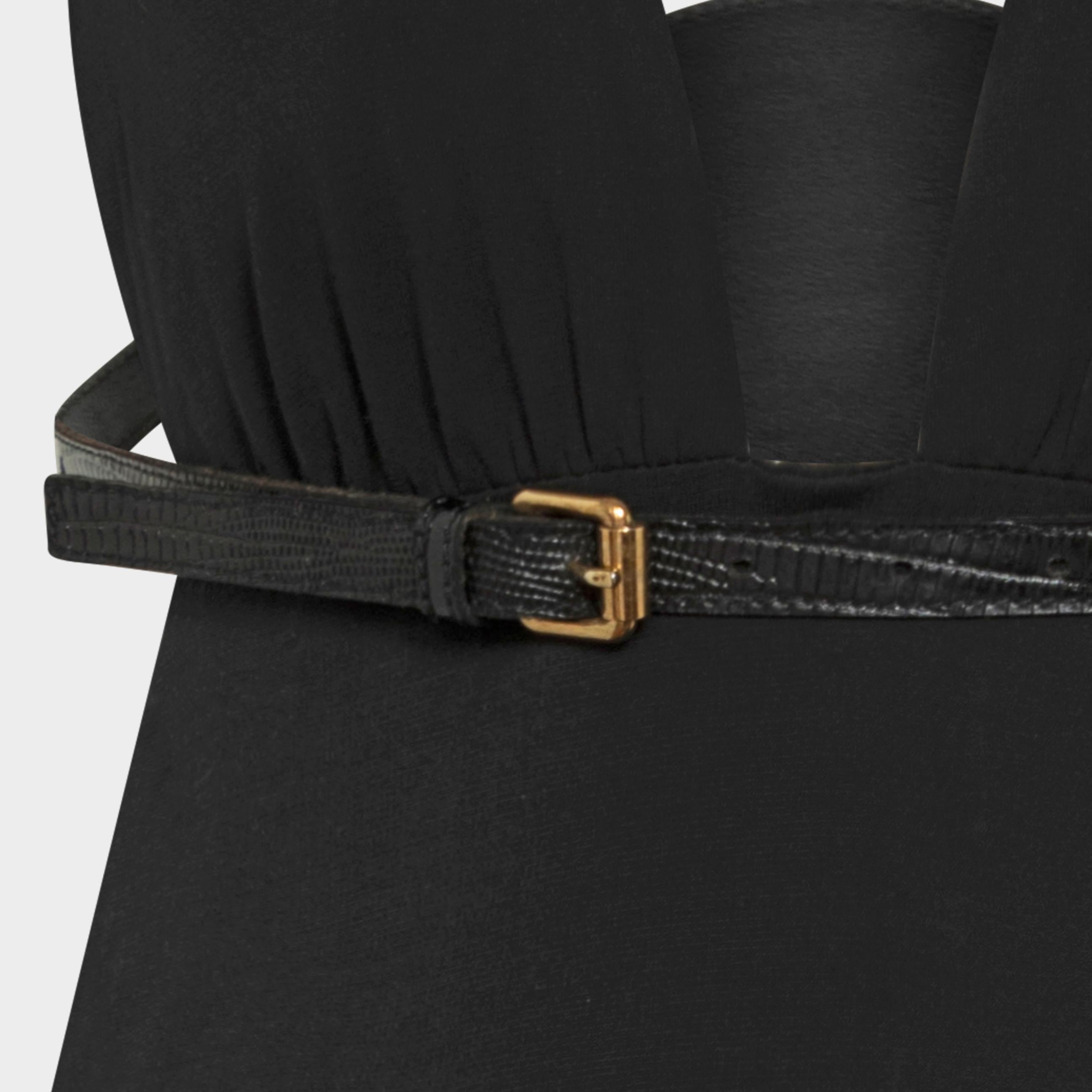 Dsquared² Robe drapée noire avec harnais en cuir clouté, F/H 2007 Excellent état - En vente à Paris, FR