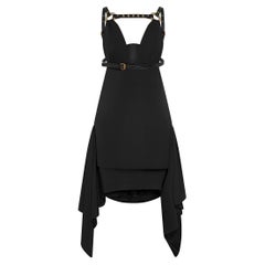 Dsquared² Robe drapée noire avec harnais en cuir clouté, F/H 2007