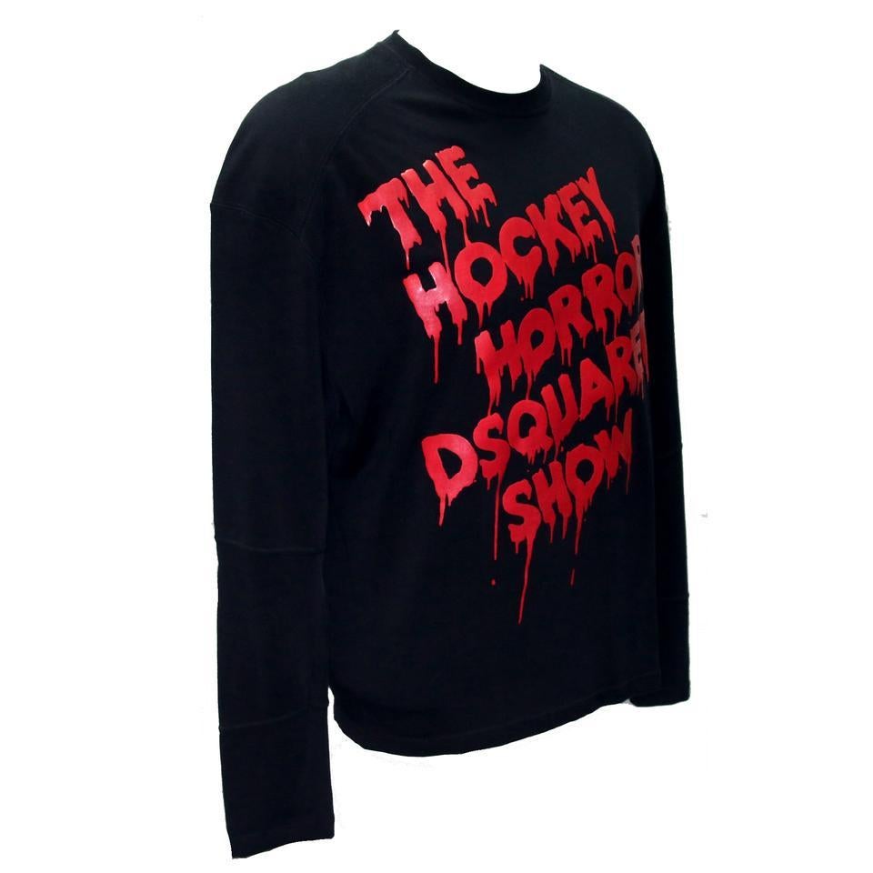 Dsquared2 Schwarz DSQ2 Classic 'The Hockey Horror Langarm M Tee Shirt im Zustand „Gut“ im Angebot in Downey, CA