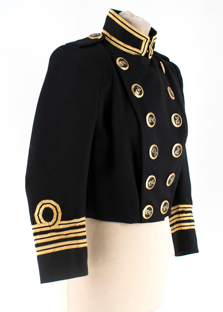 Dsquared2 black and gold cropped military jacket SIZE XS For Sale at