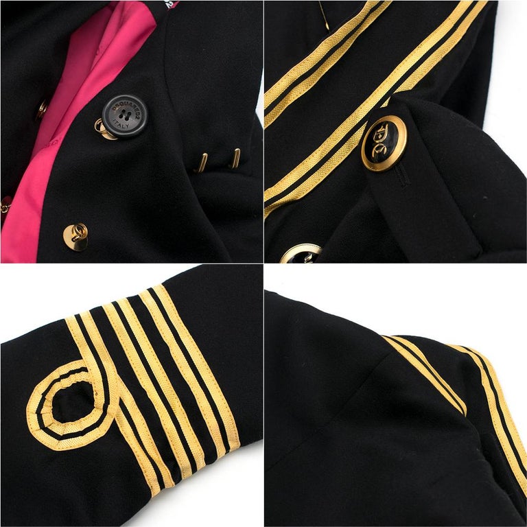 Dsquared2 black and gold cropped military jacket Size US 4 at 1stDibs