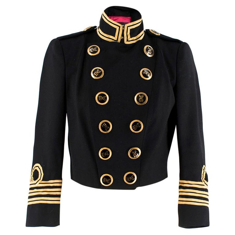 Dsquared2 black and gold cropped military jacket - Size US 4 at 1stDibs |  black and gold military jacket, dsquared military jacket, dsquared2 military  jacket