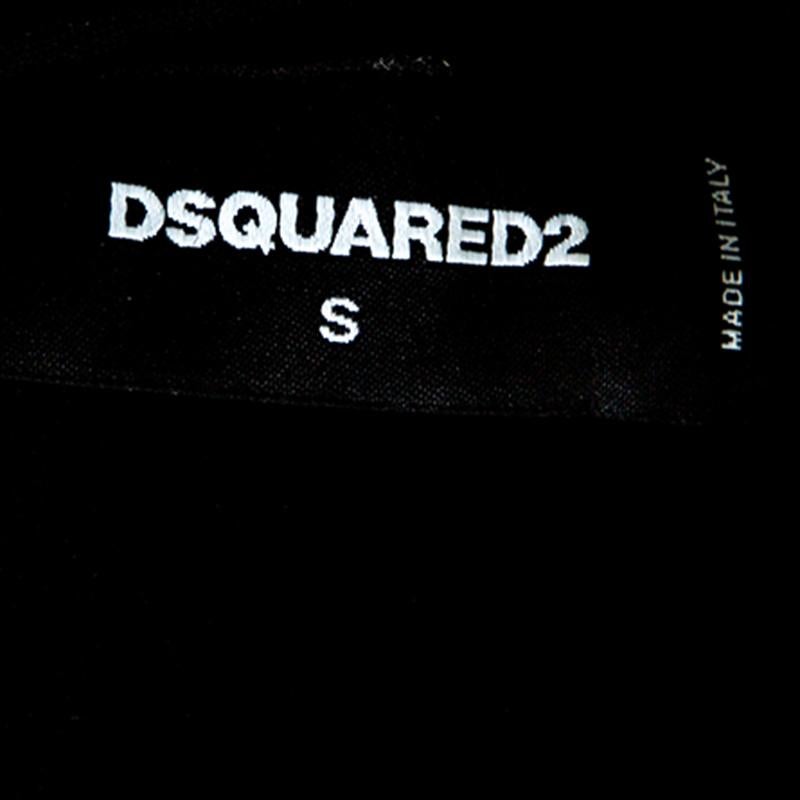 DSquared2 Black Jersey Ruffle Trim Sleeveless Bodycon Dress S In Good Condition In Dubai, Al Qouz 2