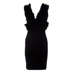 DSquared2 Black Jersey Ruffle Trim Sleeveless Bodycon Dress S
