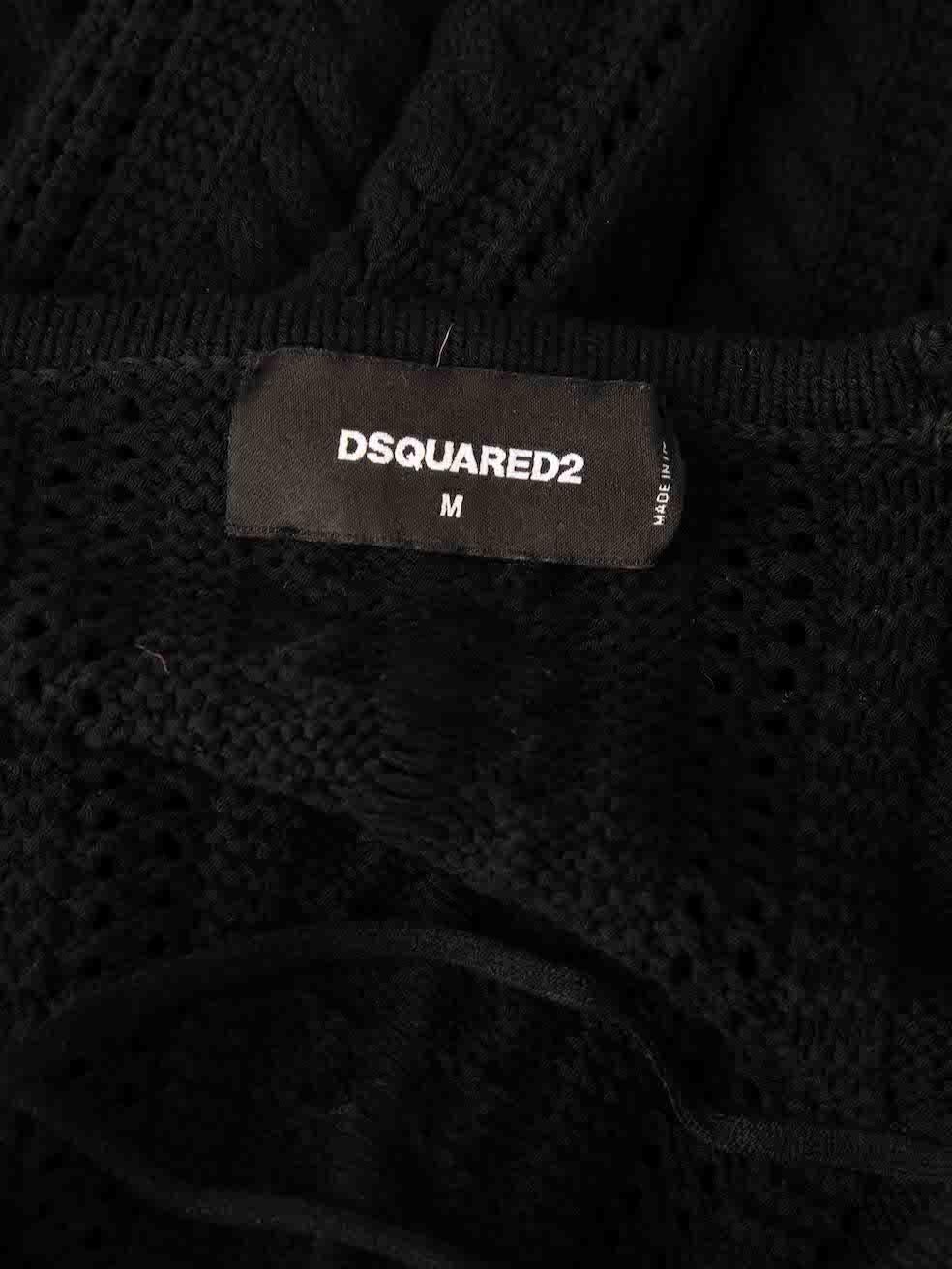 Women's Dsquared2 Black Lace-Up Front Knit Mini Dress Size M For Sale