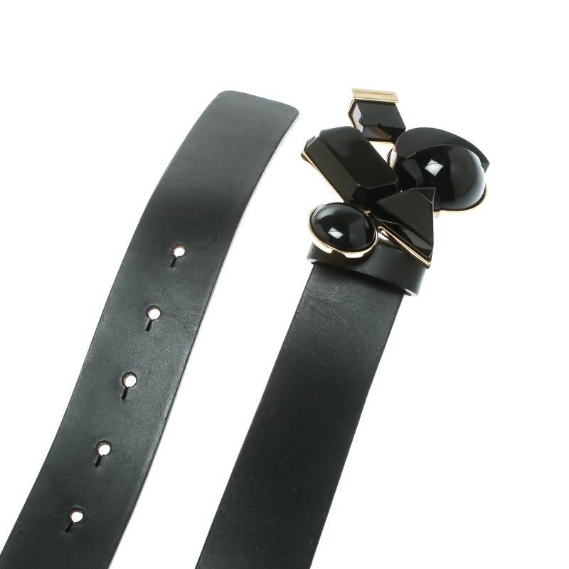 Dsquared2 Black Leather Buckle Embellished Belt Size 100 CM 1
