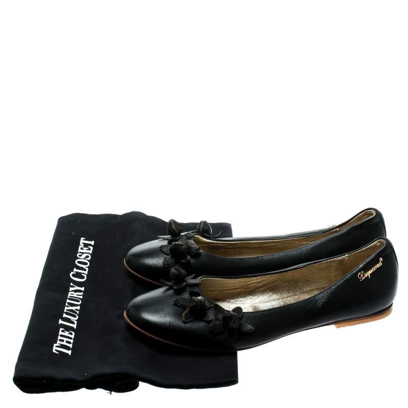 DSquared2 Black Leather Flower Detail Ballet Flats Size 37 For Sale 4