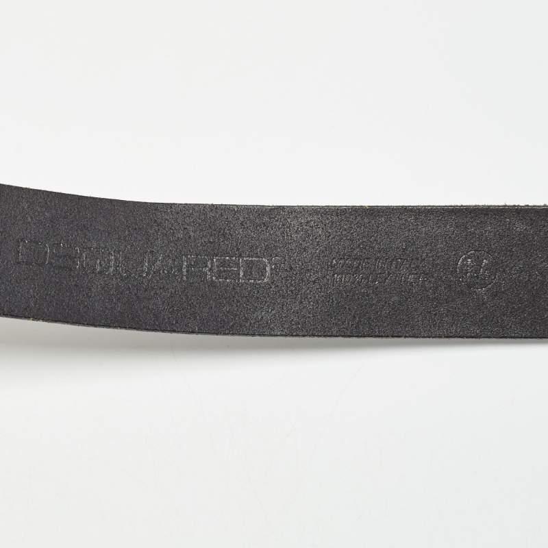 Dsquared2 Black Leather Logo Plague Buckle Belt M État moyen - En vente à Dubai, Al Qouz 2