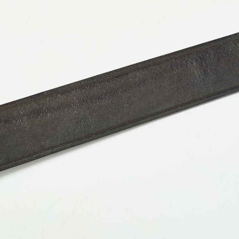 Dsquared2 Black Leather Logo Plague Buckle Belt M For Sale 2