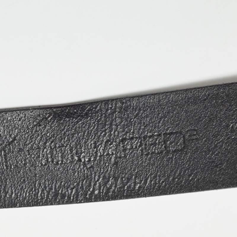 Dsquared2 Black Leather Logo Plague Buckle Belt M For Sale 3
