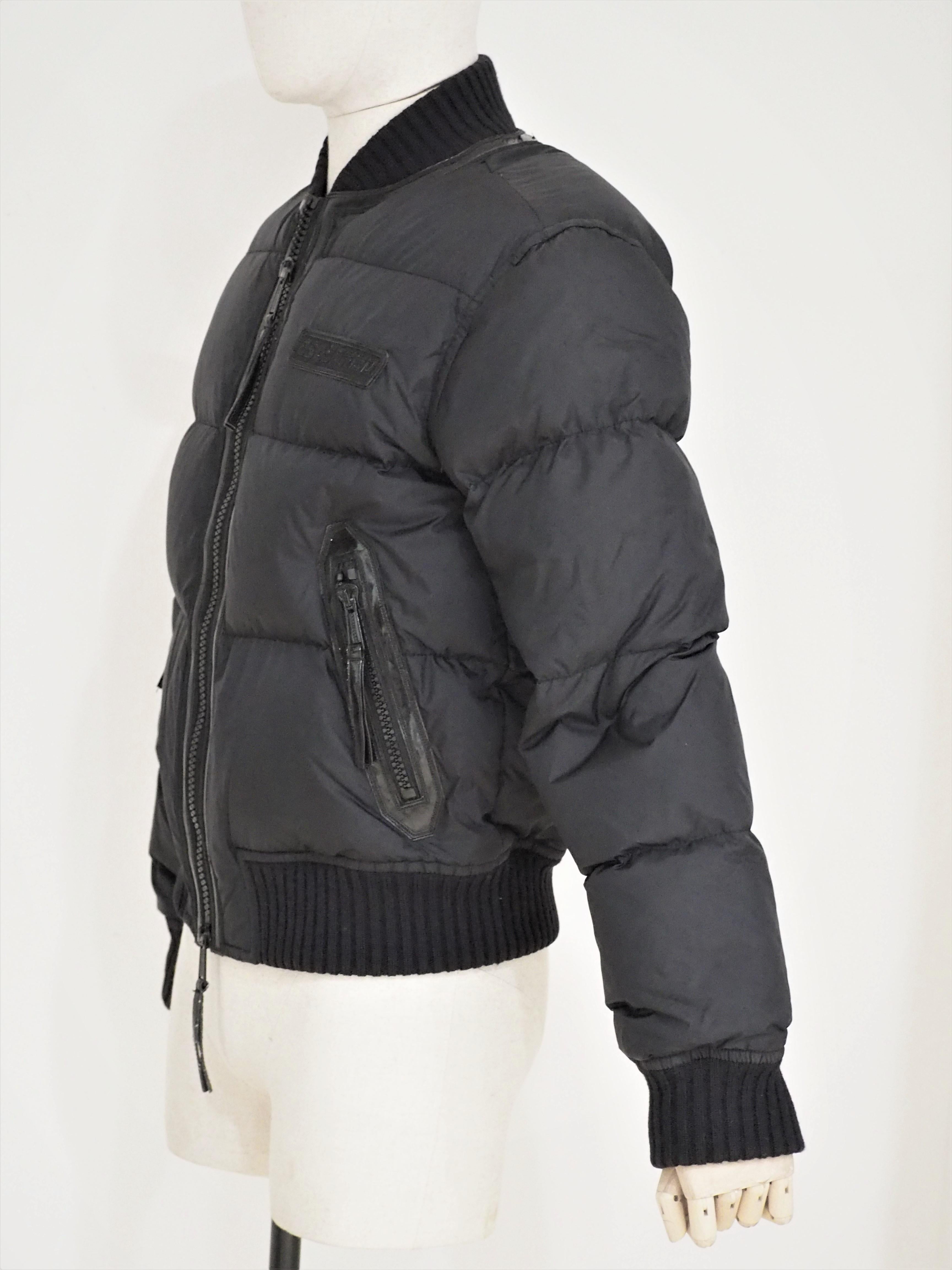 Dsquared2 black leather wool bomber jacket
Size M 