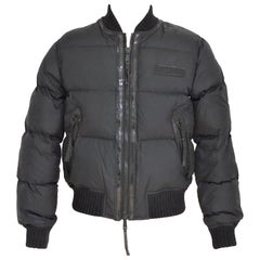 Dsquared2 black leather wool bomber jacket