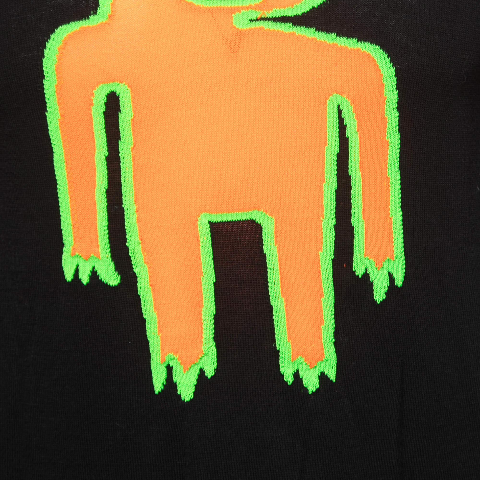 Dsquared2 Black Neon Motif Stretch Knit Crew Neck Jumper S In Good Condition For Sale In Dubai, Al Qouz 2