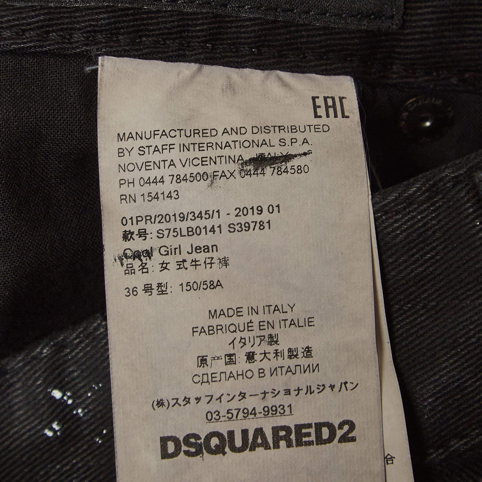 Women's Dsquared2 Black Paint Splash Denim Straight-Leg Jeans M Waist 29'' For Sale