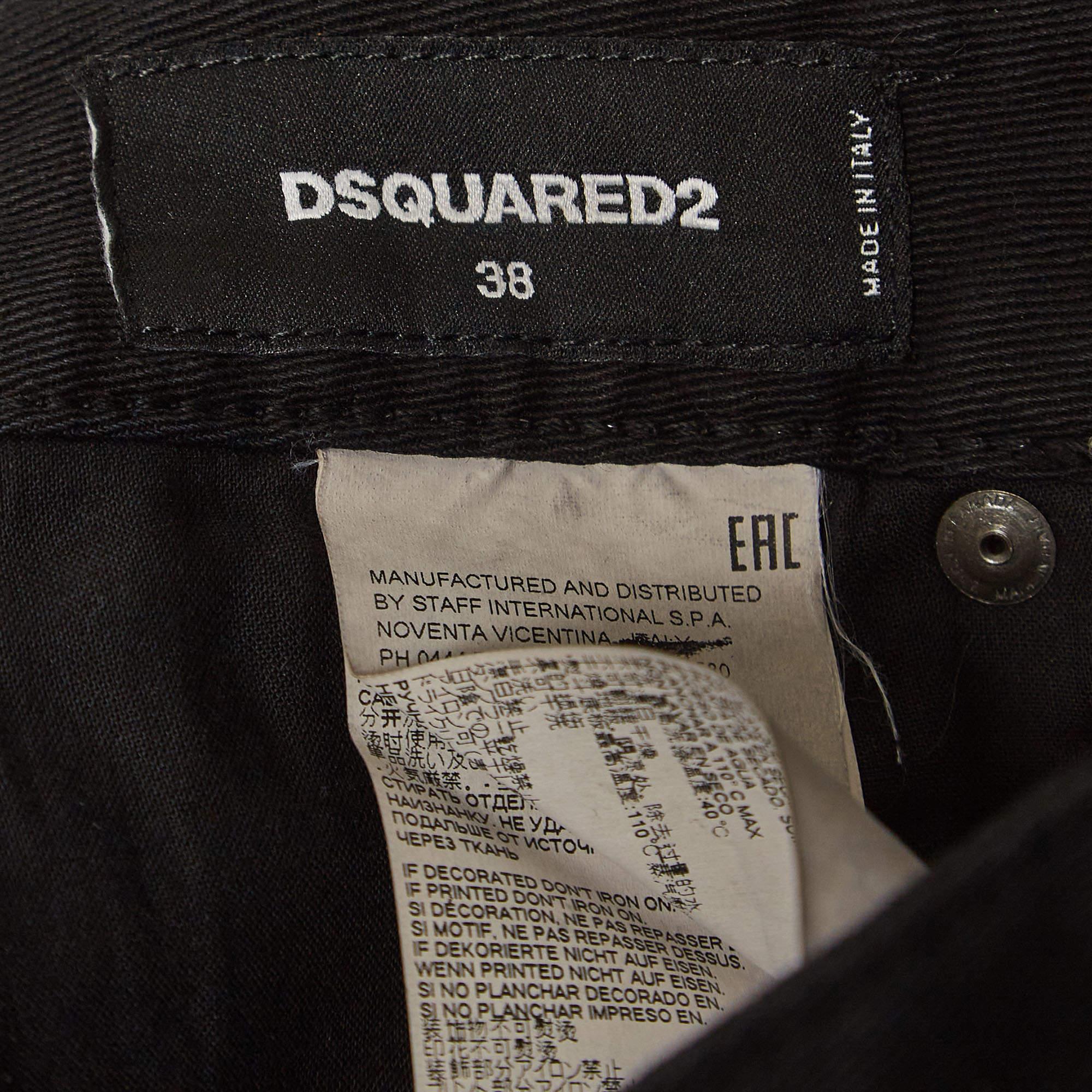 Dsquared2 Black Paint Splash Denim Straight-Leg Jeans M Waist 29'' (Taille 29) en vente 1
