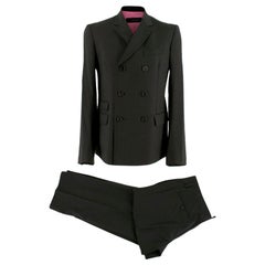large pinstripe suit Dsquared² Black Pinstripe Double Breasted Asymmetric Suit - Size Large 50 IT