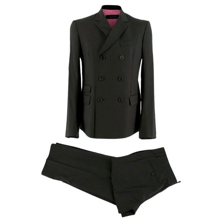 Dsquared² Black Pinstripe Double Breasted Asymmetric Suit - Size Large 50  IT For Sale at 1stDibs | large pinstripe suit