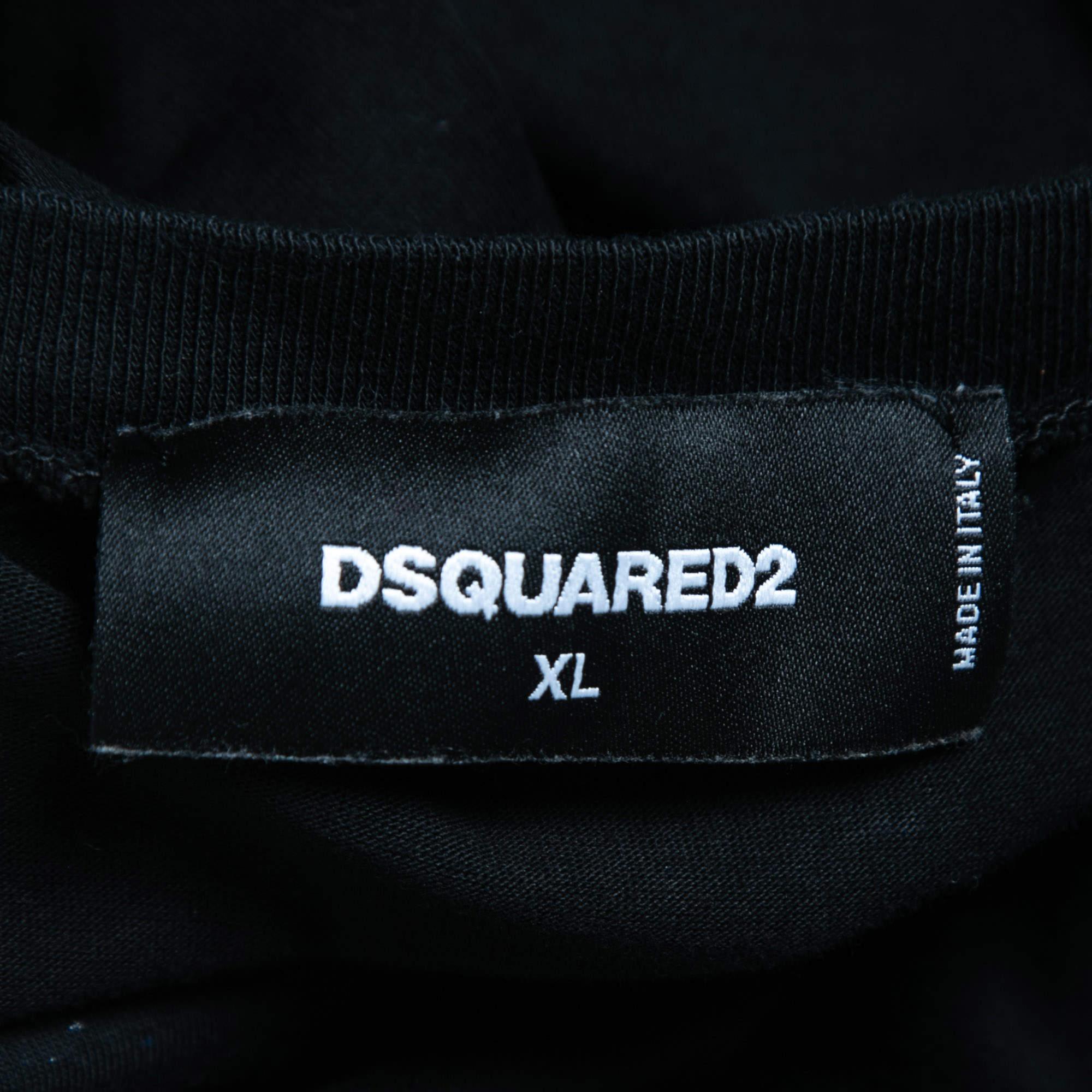 Dsquared2 Schwarzes Tank-T-Shirt aus Baumwolle mit Druck XL Herren im Angebot