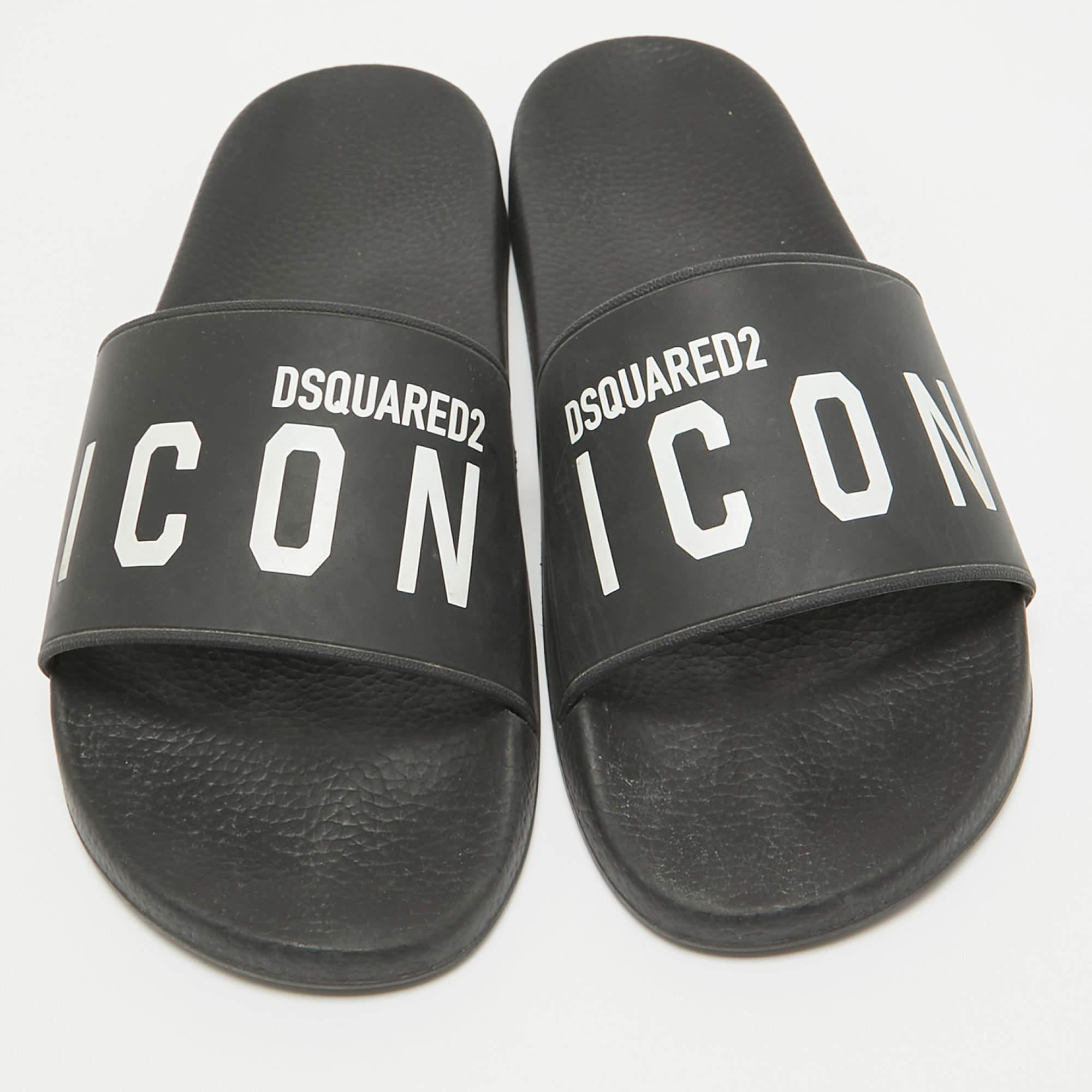 Noir Dsquared2 Sandales en caoutchouc noir Taille 44 en vente