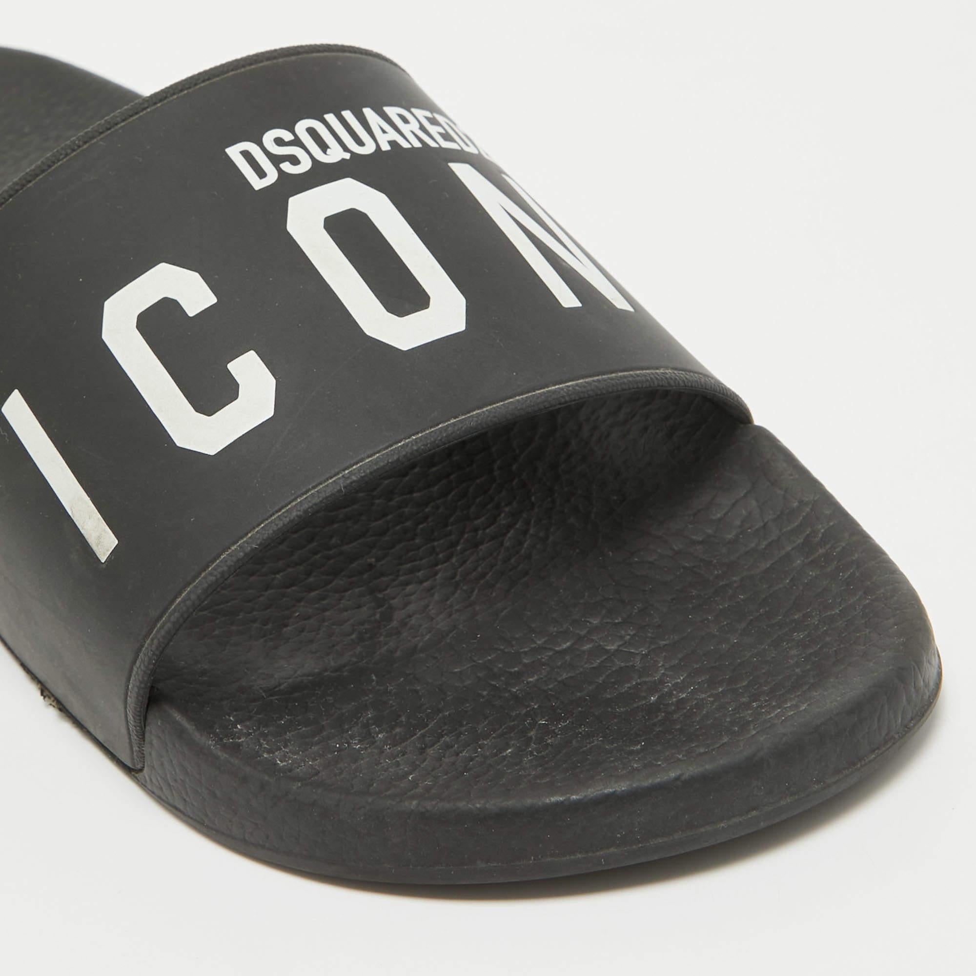 Dsquared2 Sandales en caoutchouc noir Taille 44 en vente 2