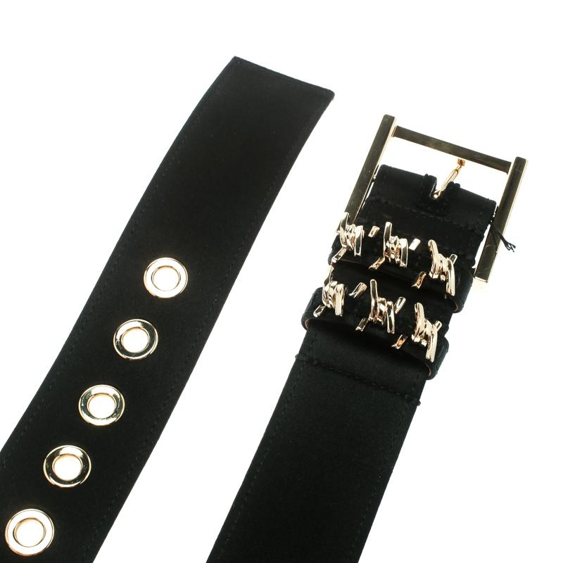 Dsquared2 Black Satin Buckle Belt Size 85 CM 1