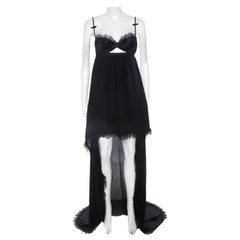 Dsquared2 Schwarz Seide hoch niedrig Saum plissiert Bustier Kleid S
