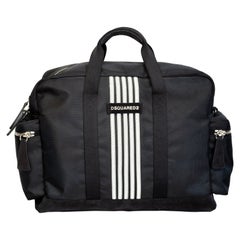 Dsquared2 Bolsa de fin de semana de rayas negras para hombre