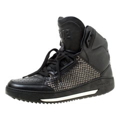 Dsquared2 Black Studded Leather High Top Sneakers Size 41