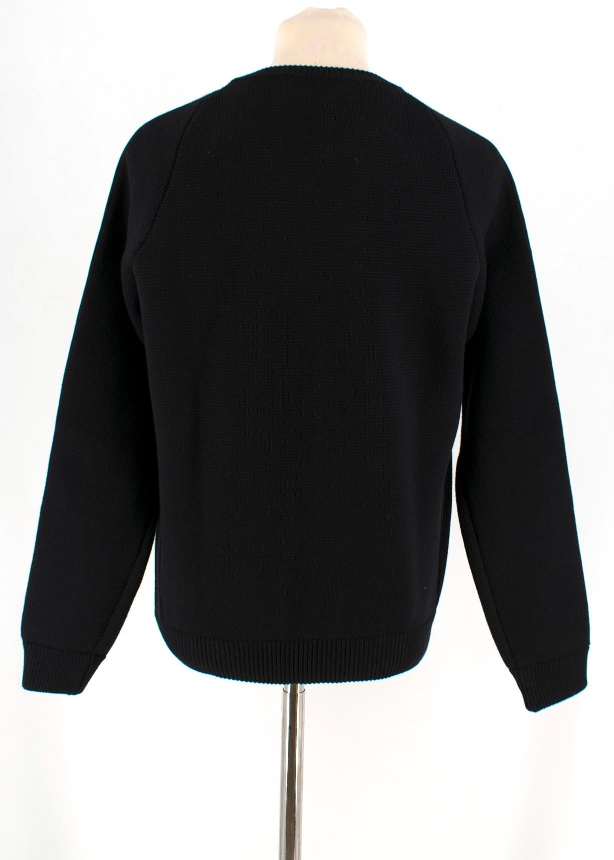 DSquared2 Black Tape Logo Sleeve Knitted Crew Neck Jumper M In New Condition In London, GB