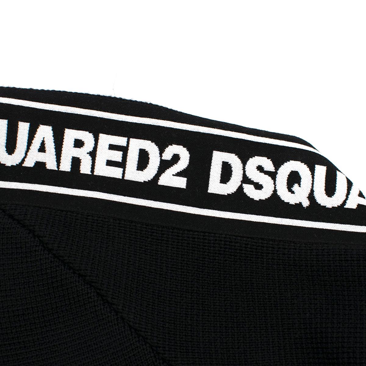 DSquared2 Black Tape Logo Sleeve Knitted Crew Neck Jumper M 2