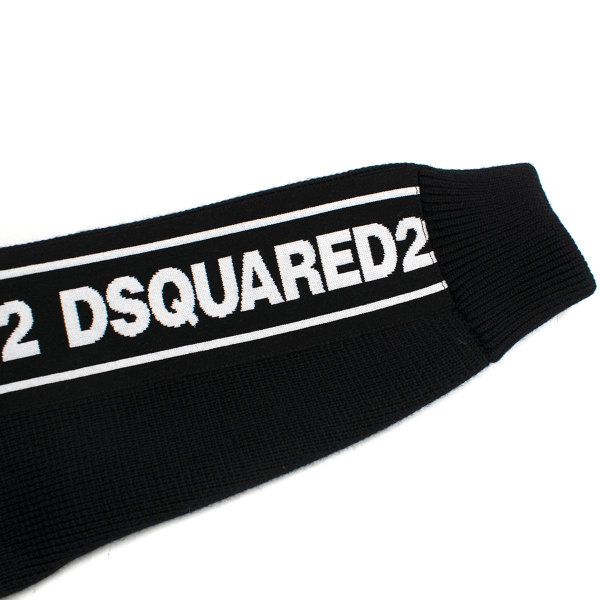 DSquared2 Black Tape Logo Sleeve Knitted Crew Neck Jumper M 3