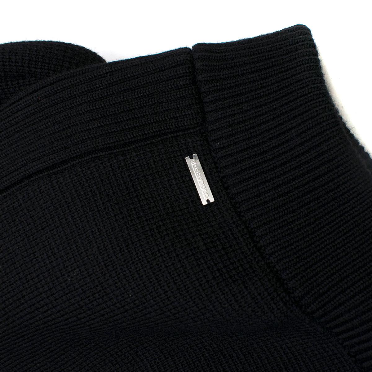 DSquared2 Black Tape Logo Sleeve Knitted Crew Neck Jumper M 4
