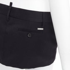 DSQUARED2 black virgin wool logo super micro mini skirt IT36 XXS
