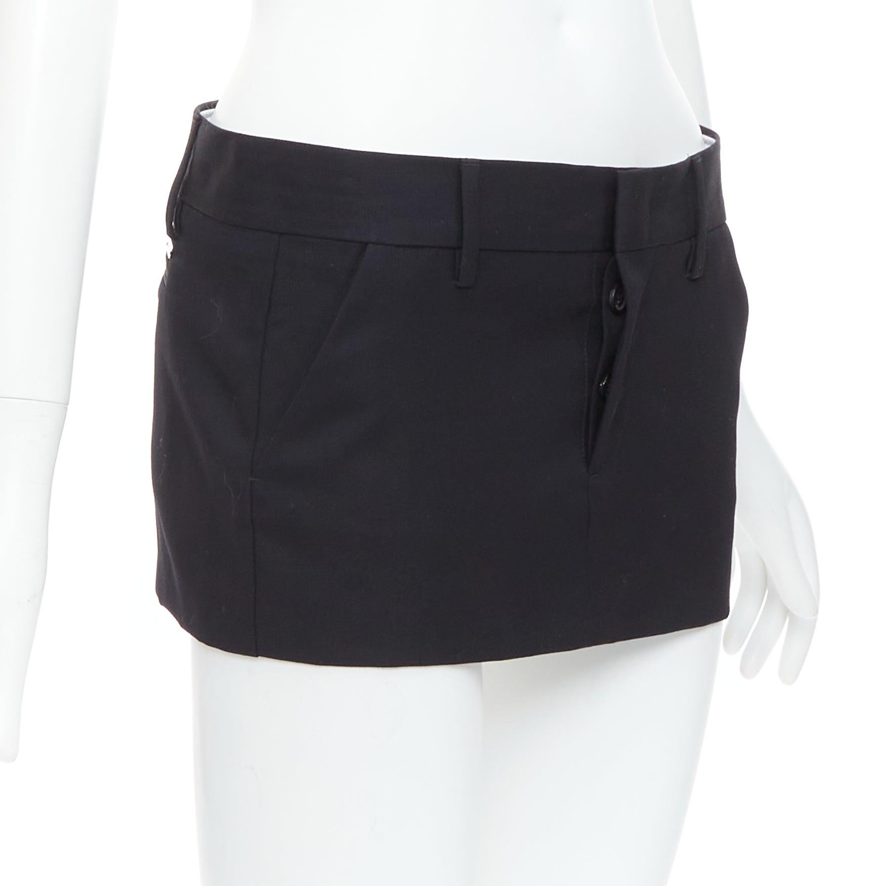 Noir DSQUARED2 super micro-jupe noire en laine vierge avec logo IT36 XXS en vente