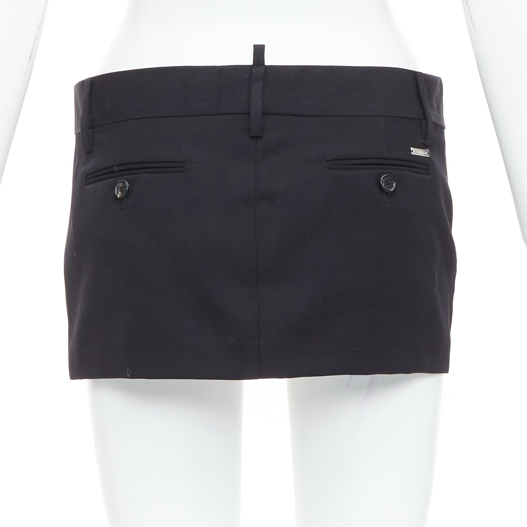 DSQUARED2 super micro-jupe noire en laine vierge avec logo IT36 XXS Pour femmes en vente