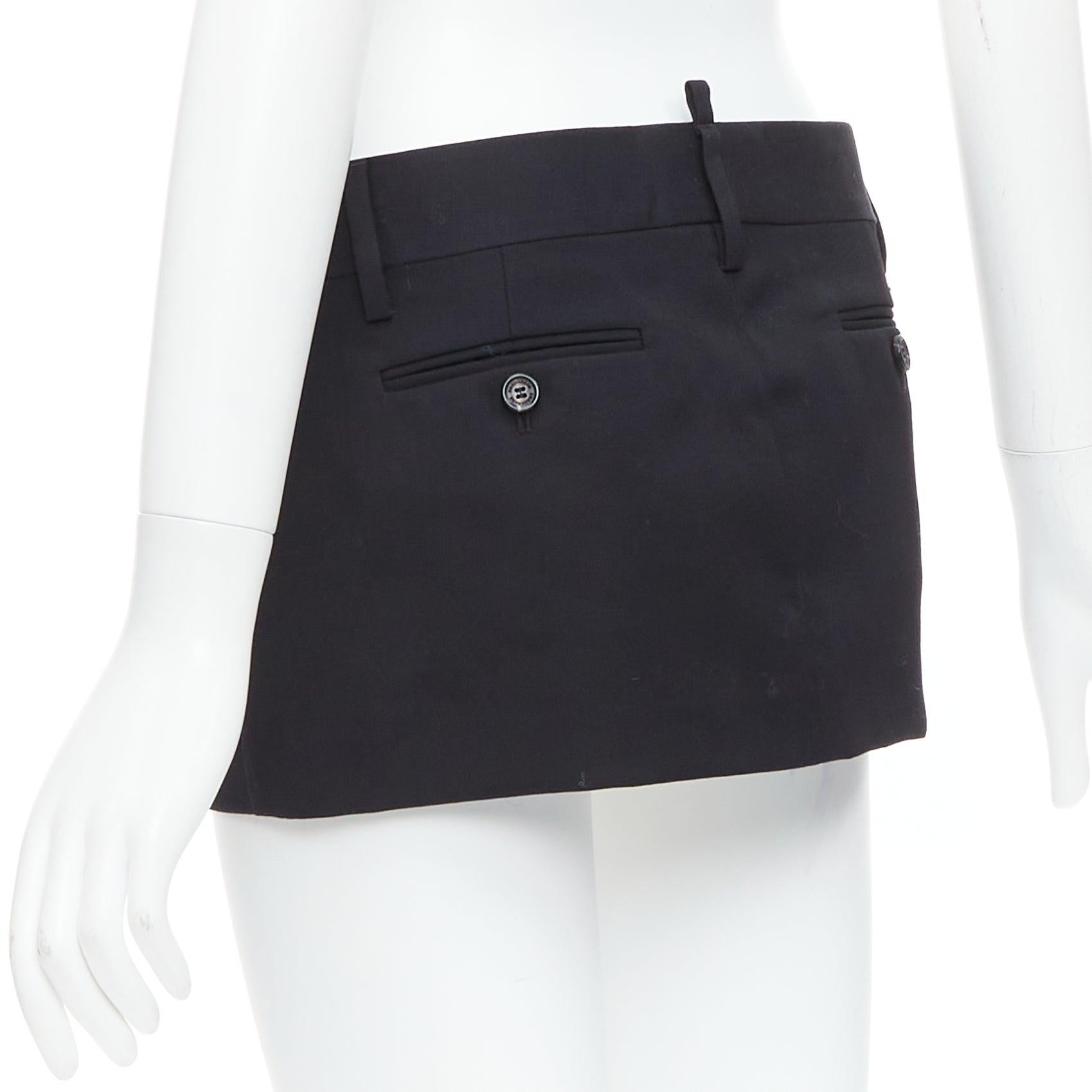 DSQUARED2 super micro-jupe noire en laine vierge avec logo IT36 XXS en vente 1